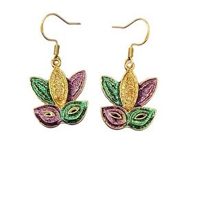 Mardi Gras Theme Mask Dangle Earrings